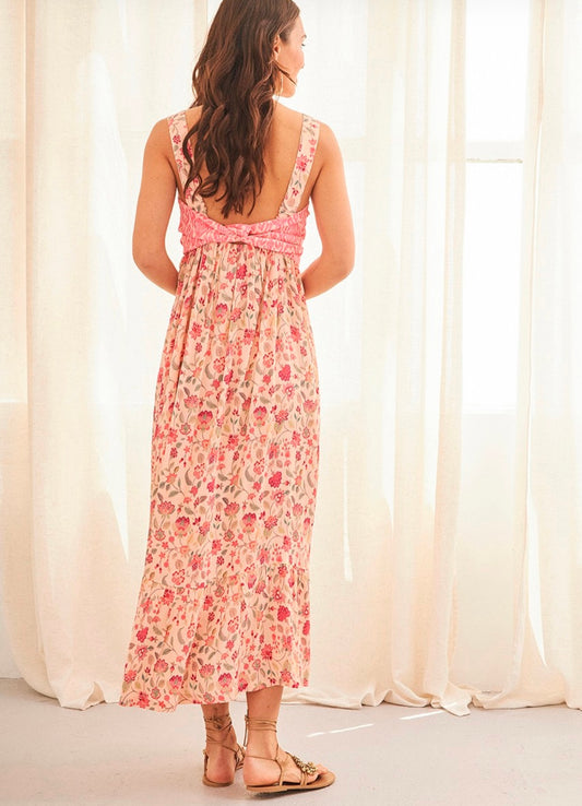 Pink dress with combination of prints CS.Nusa