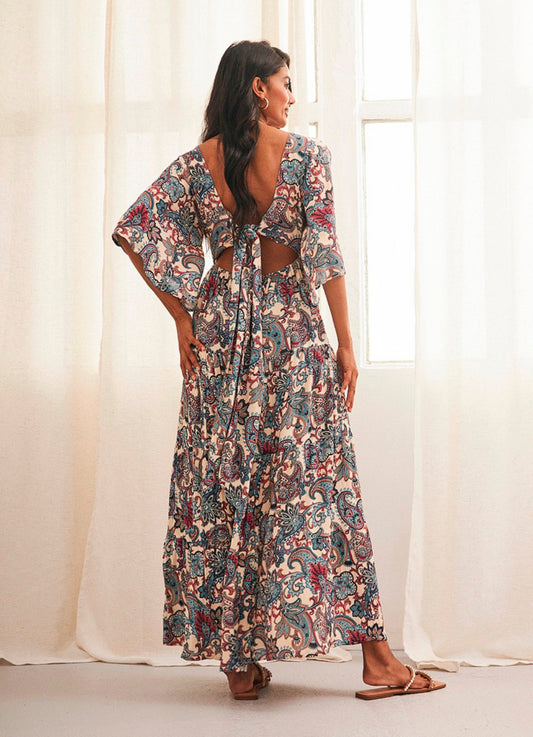 Vestido azul estampado paisley GF.Nun