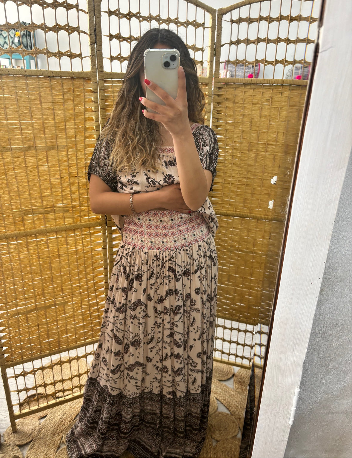 AU.Tami print combination skirt