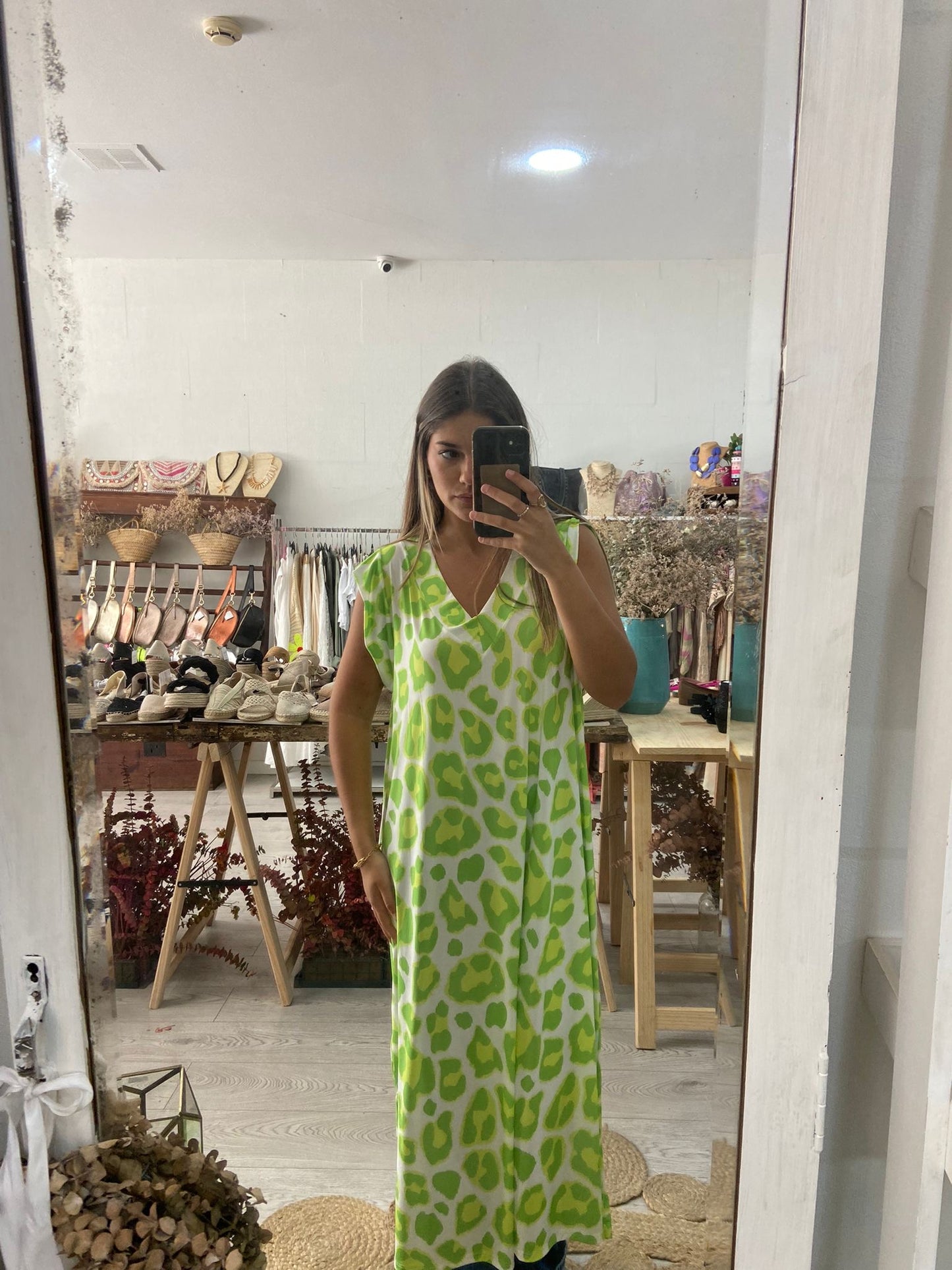 Vestido animal print laranja/rosa