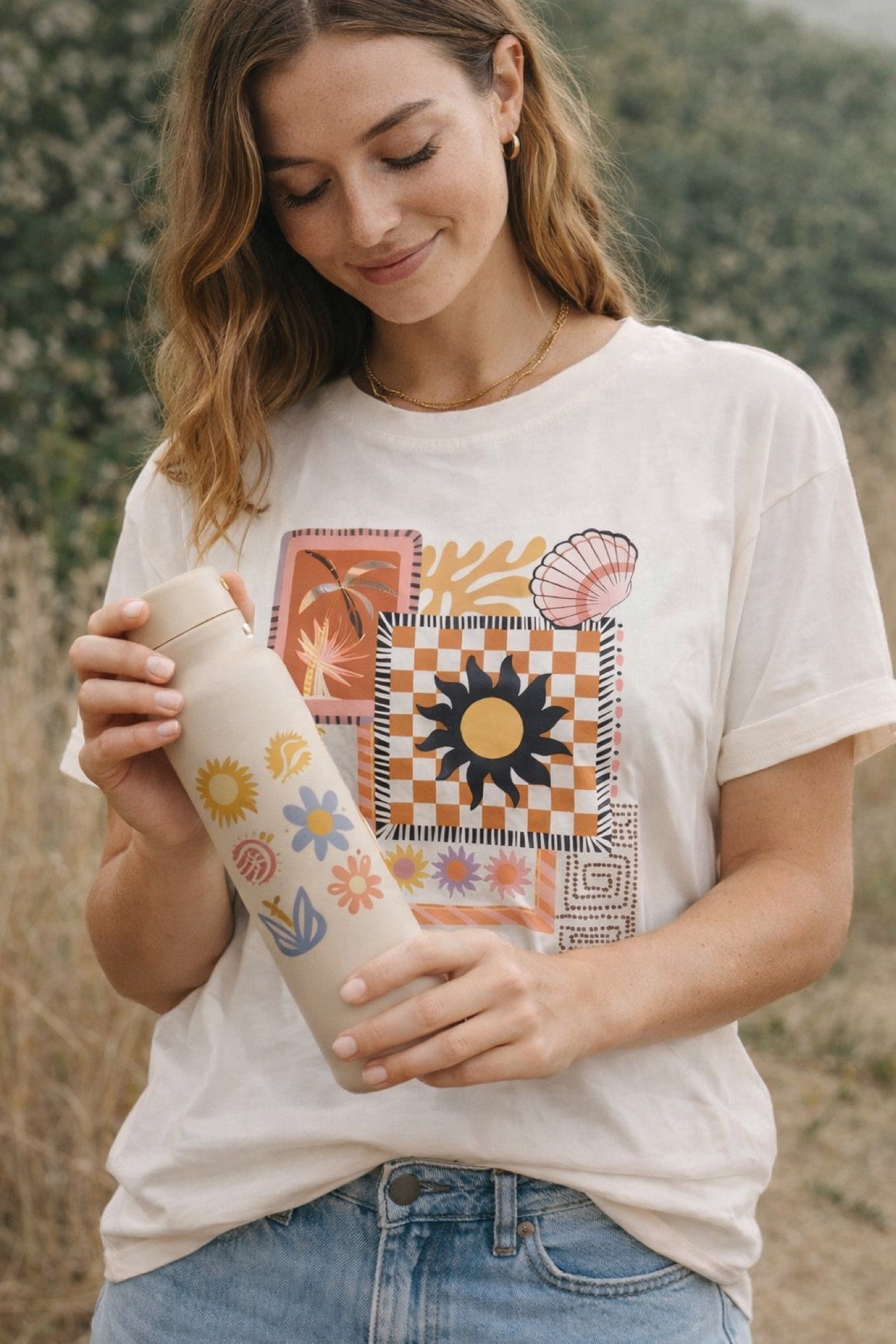 Camisola branca estampada