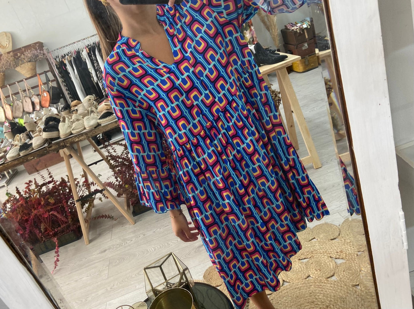 Vestido azulão com estampado