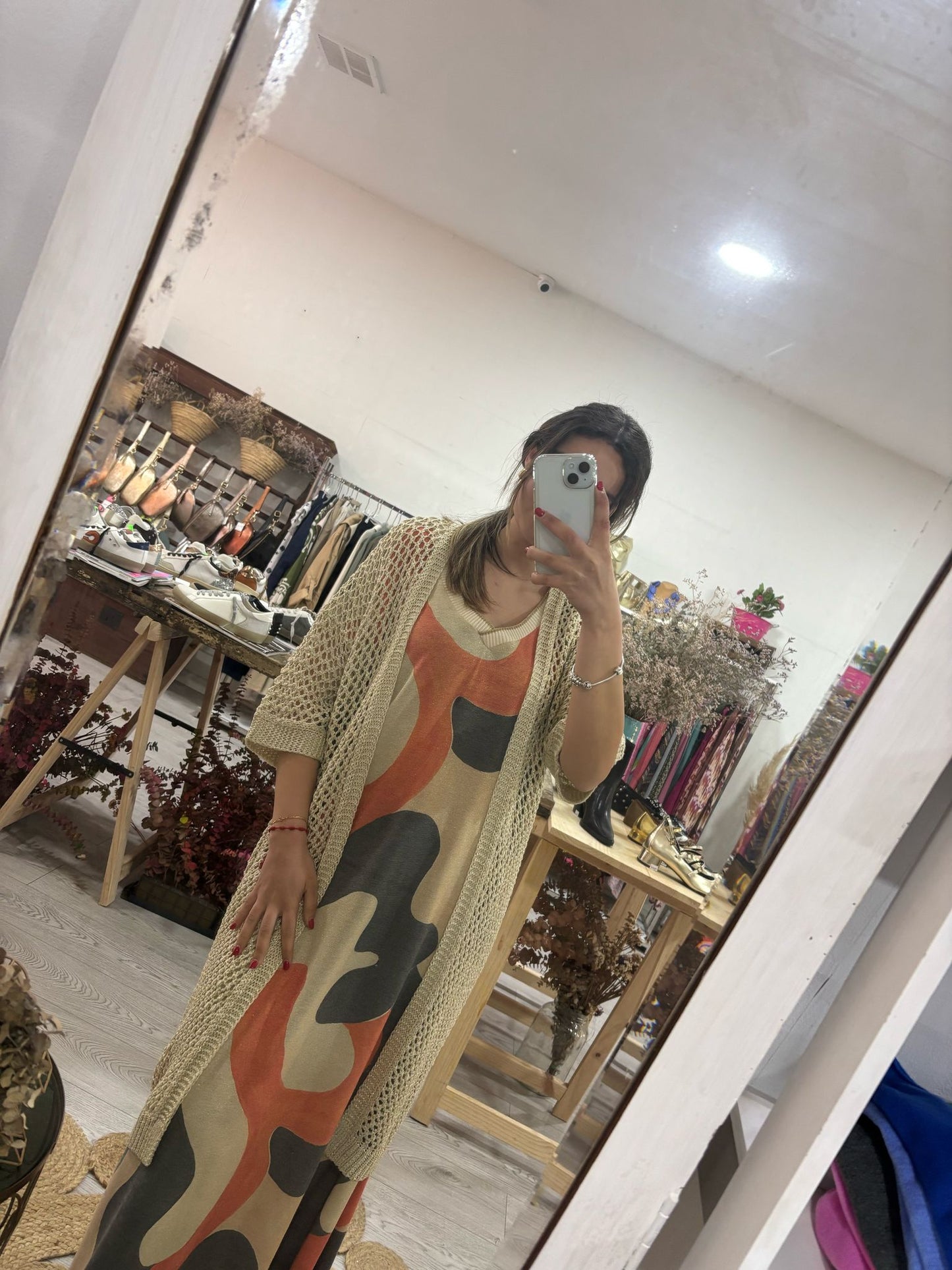 Kimono dourado lurex em crochê malha aberta