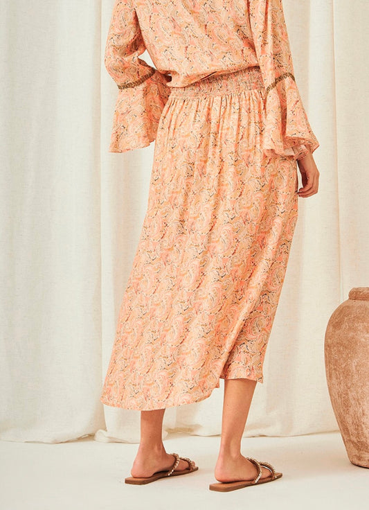 GF.Kaem orange paisley print skirt