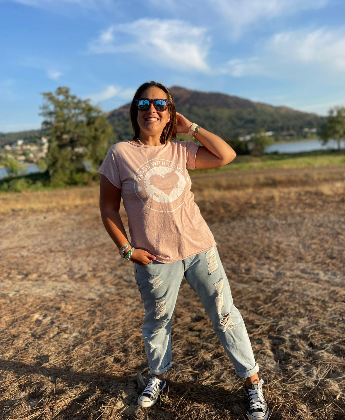 Tshirt rosa Made With Love