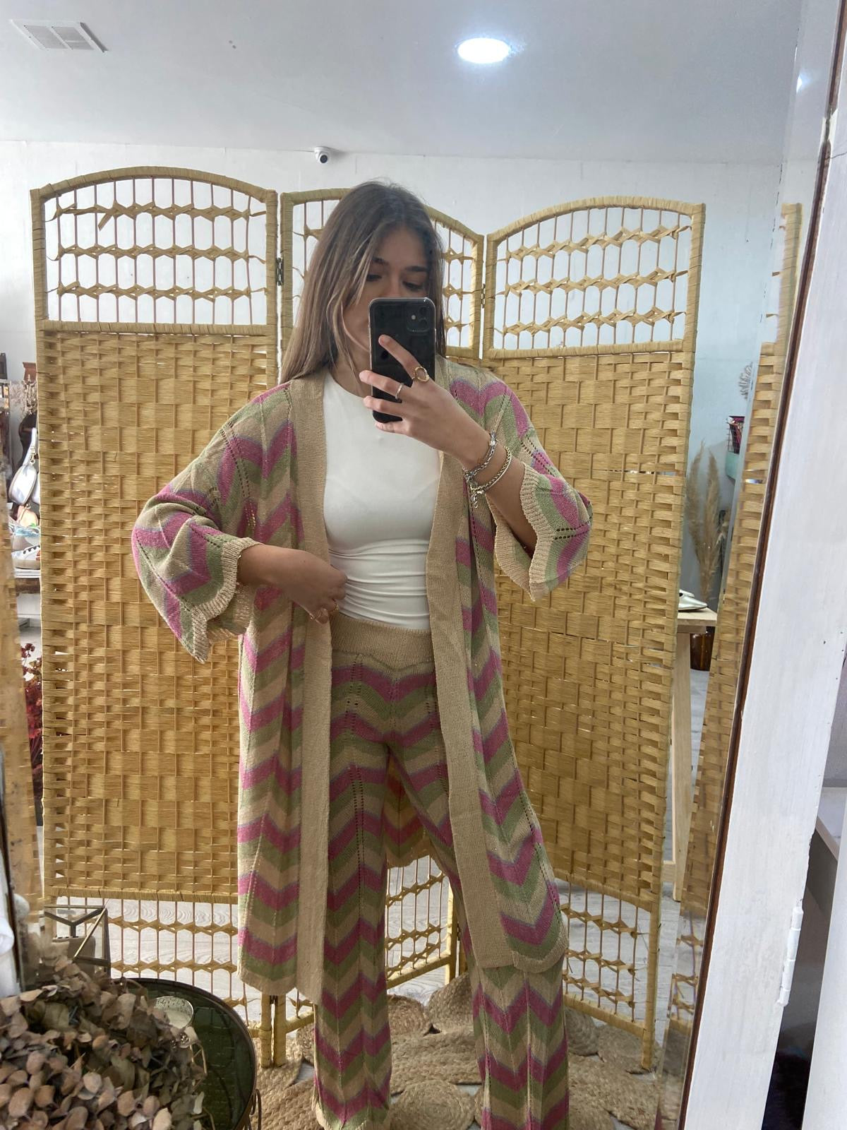 Pantalón tricolor beige en zigzag TS.Pune