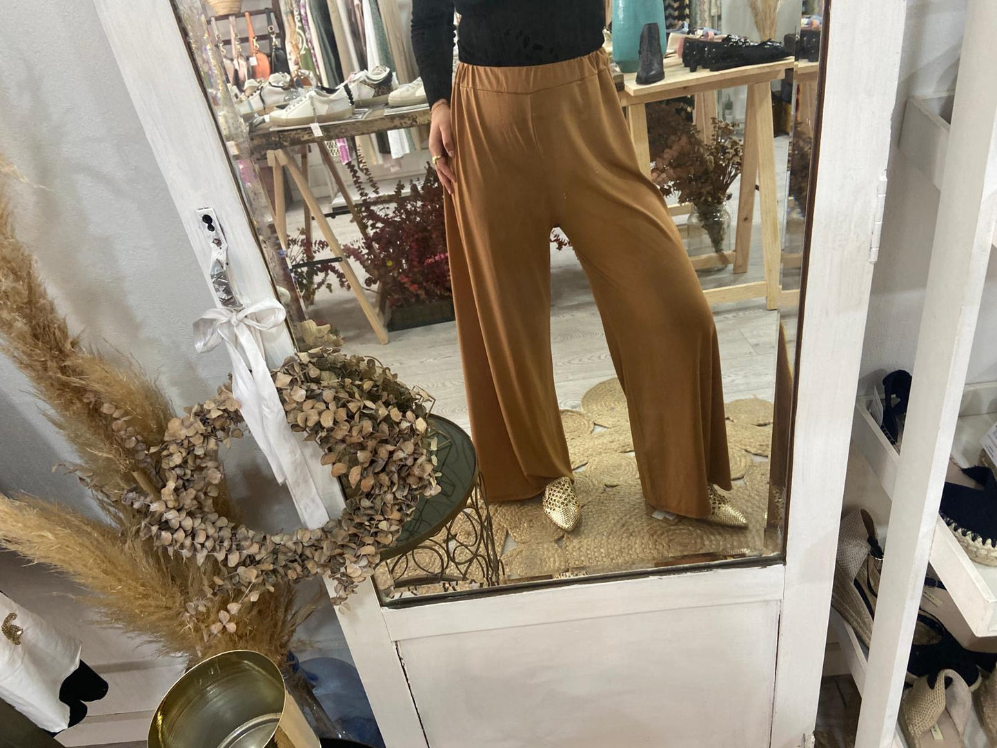 Pantalonas fluídas tijolo