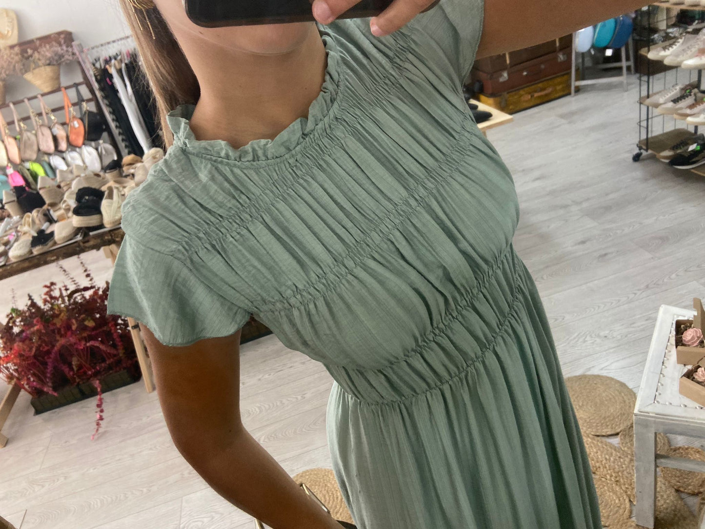 Vestido coral favos de mel