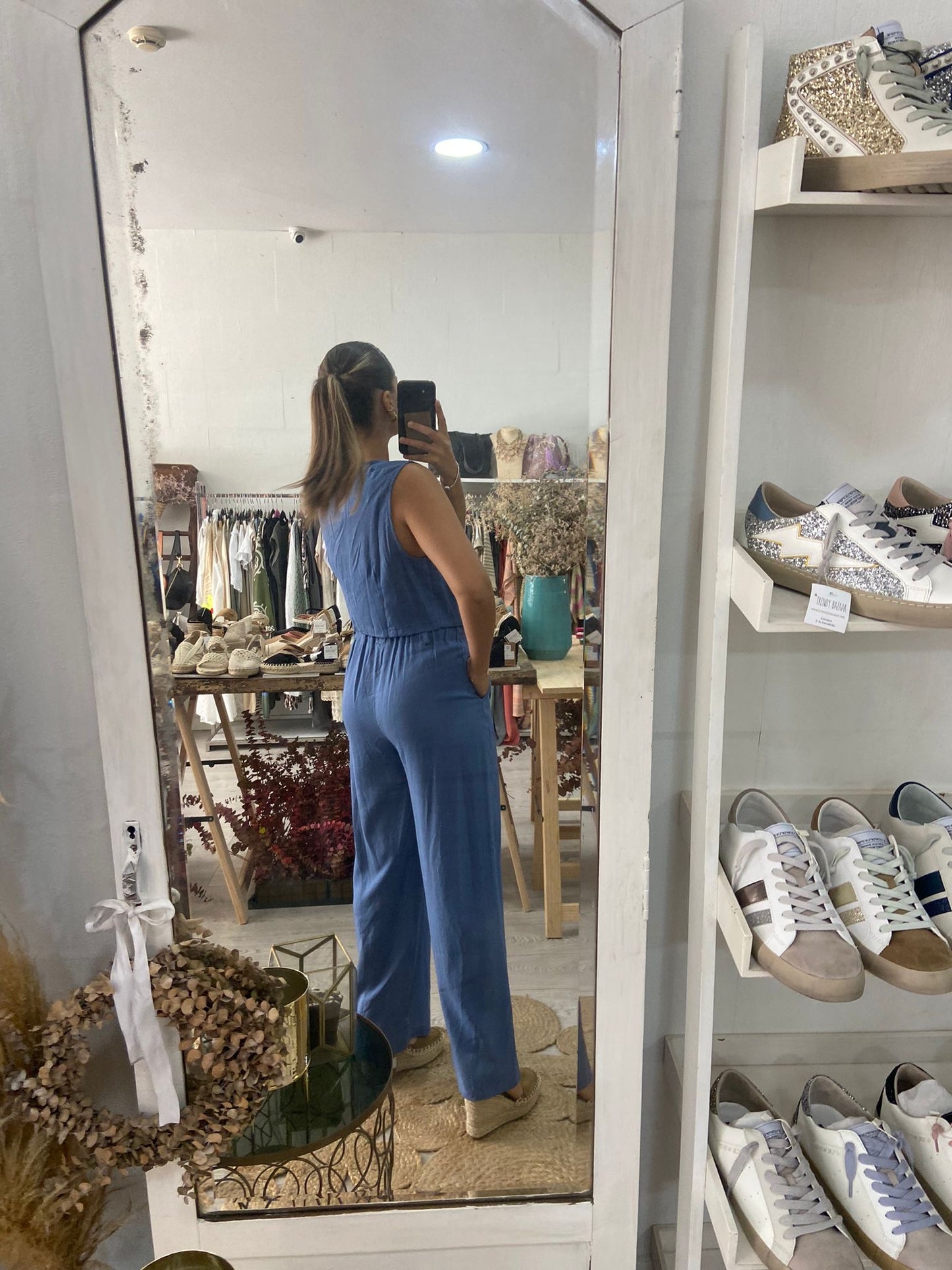 Conjunto Colete e calças caqui em linho