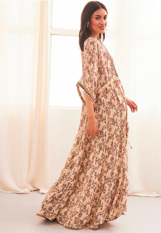 Kimono estampado romântico lurex AU.Seiki