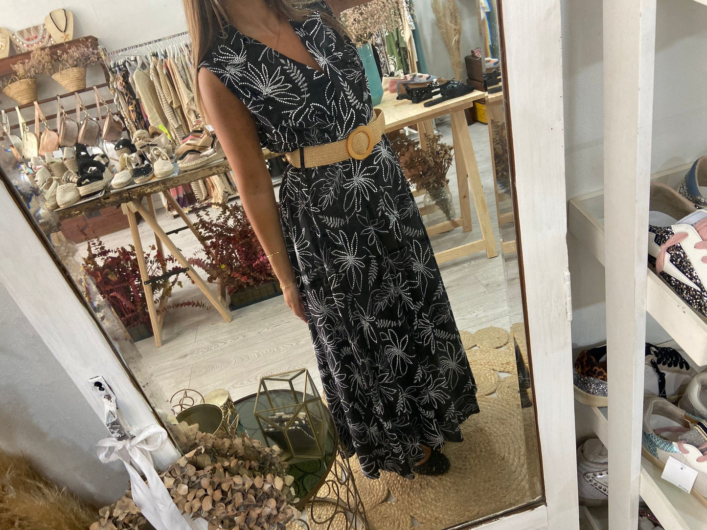 Vestido rosa floral decote cruzado