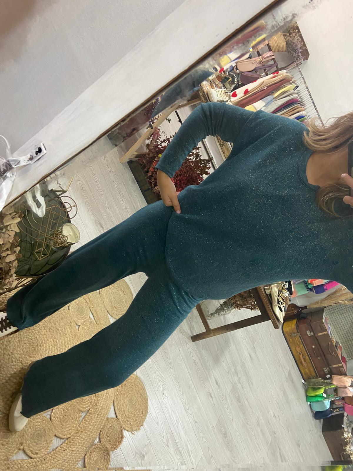 Conjunto de malha azul lurex