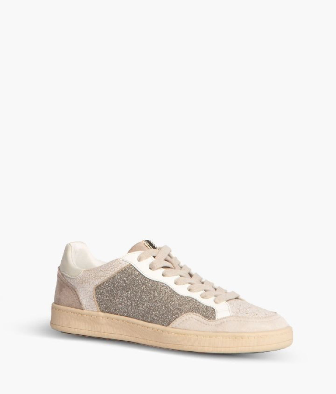 Zapatillas blancas con purpurina gris