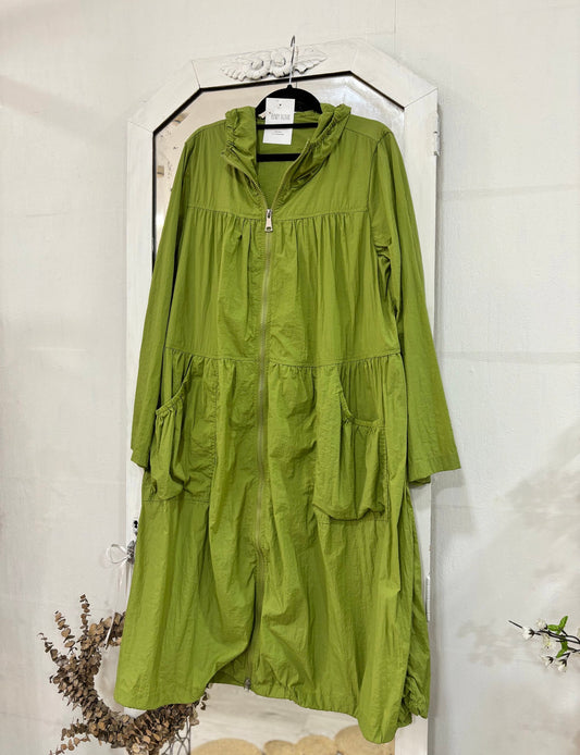 Parka comprida impermeável verde