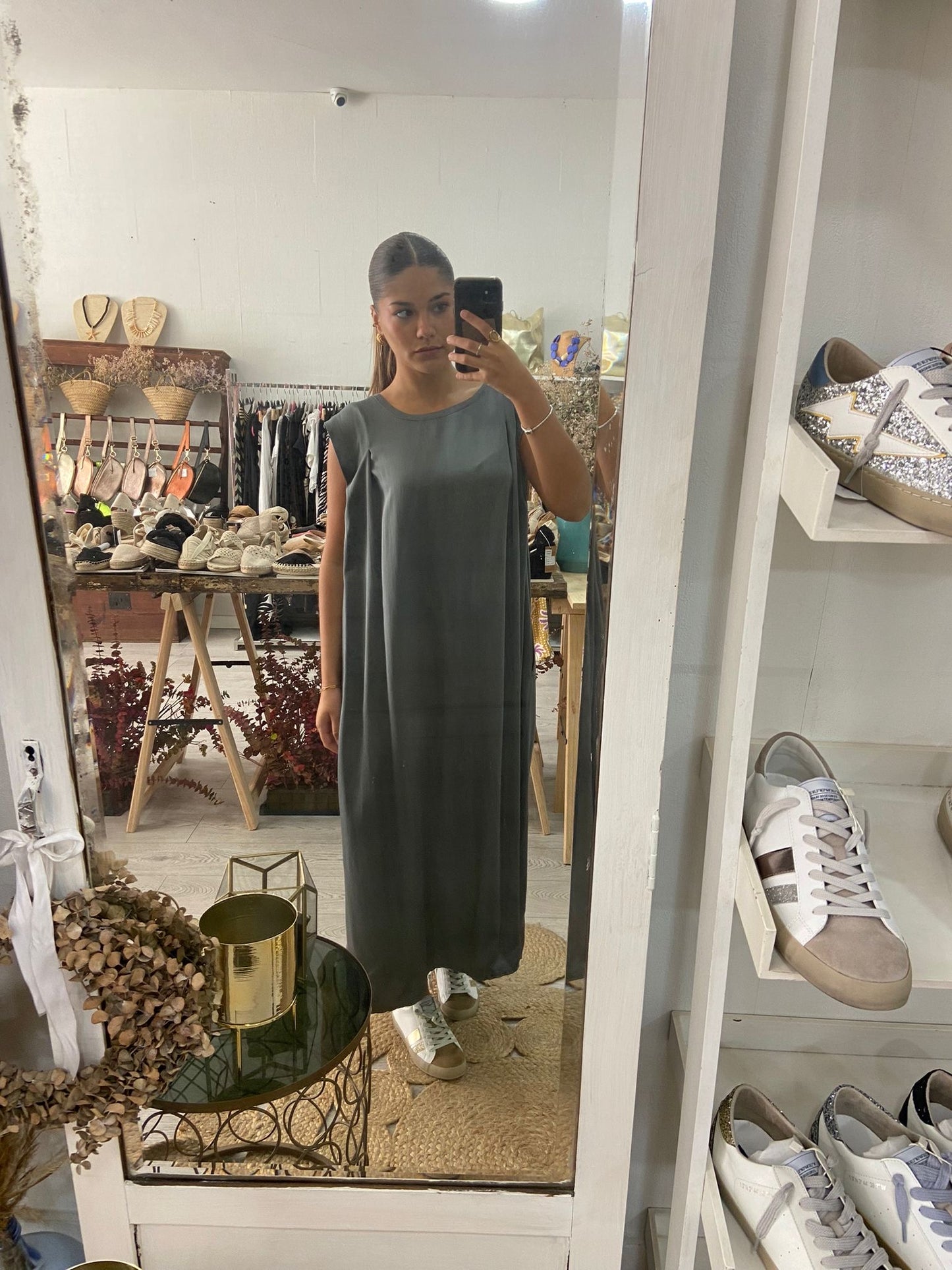 Vestido cetim tijolo