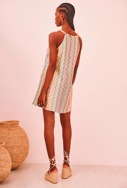 Vestido curto lantejoulas coloridas zig zag HJ.Kilam