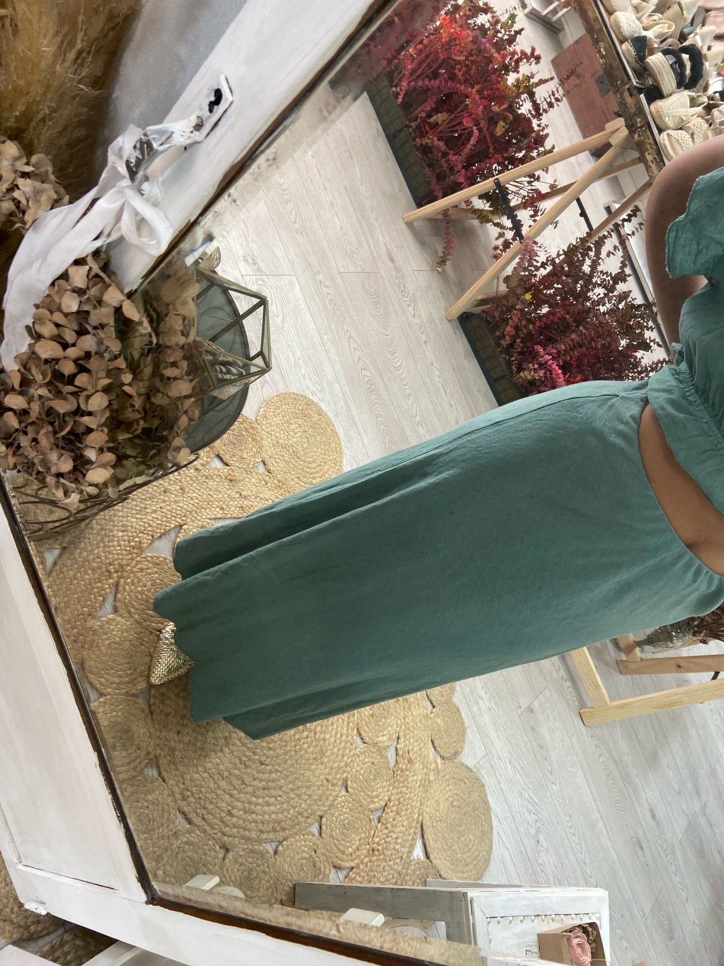 Conjunto top e saia esmeralda