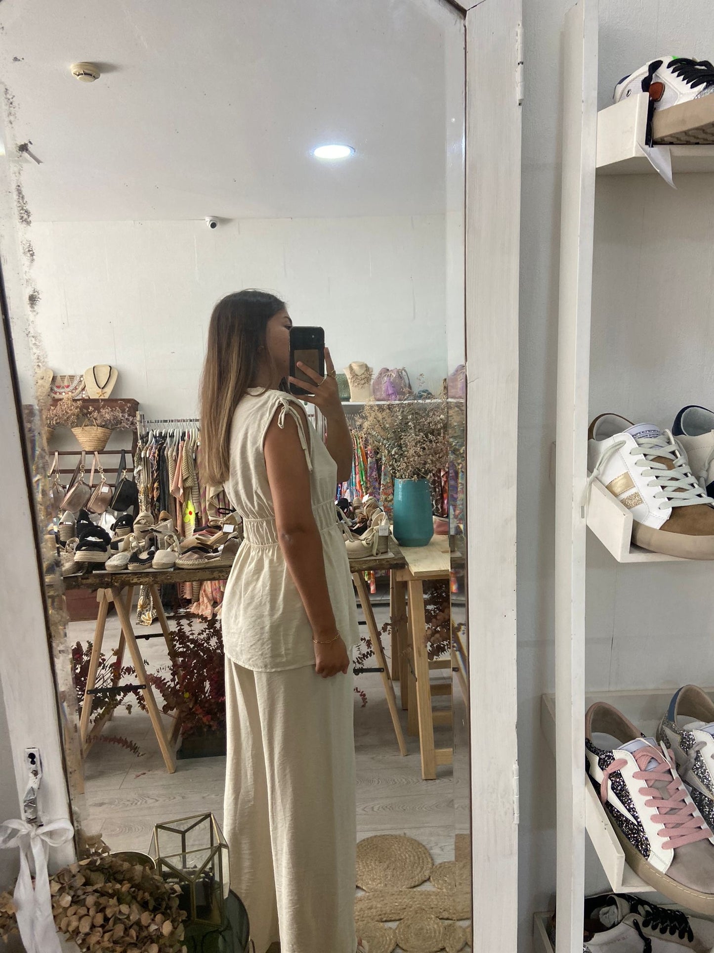 Conjunto túnica e pantalonas framboesa