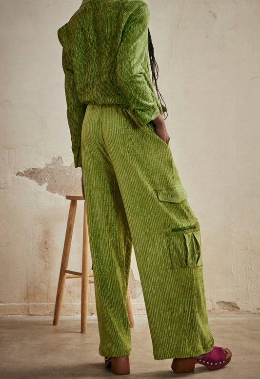Calças verde bombazine bolsos NI.Atenea