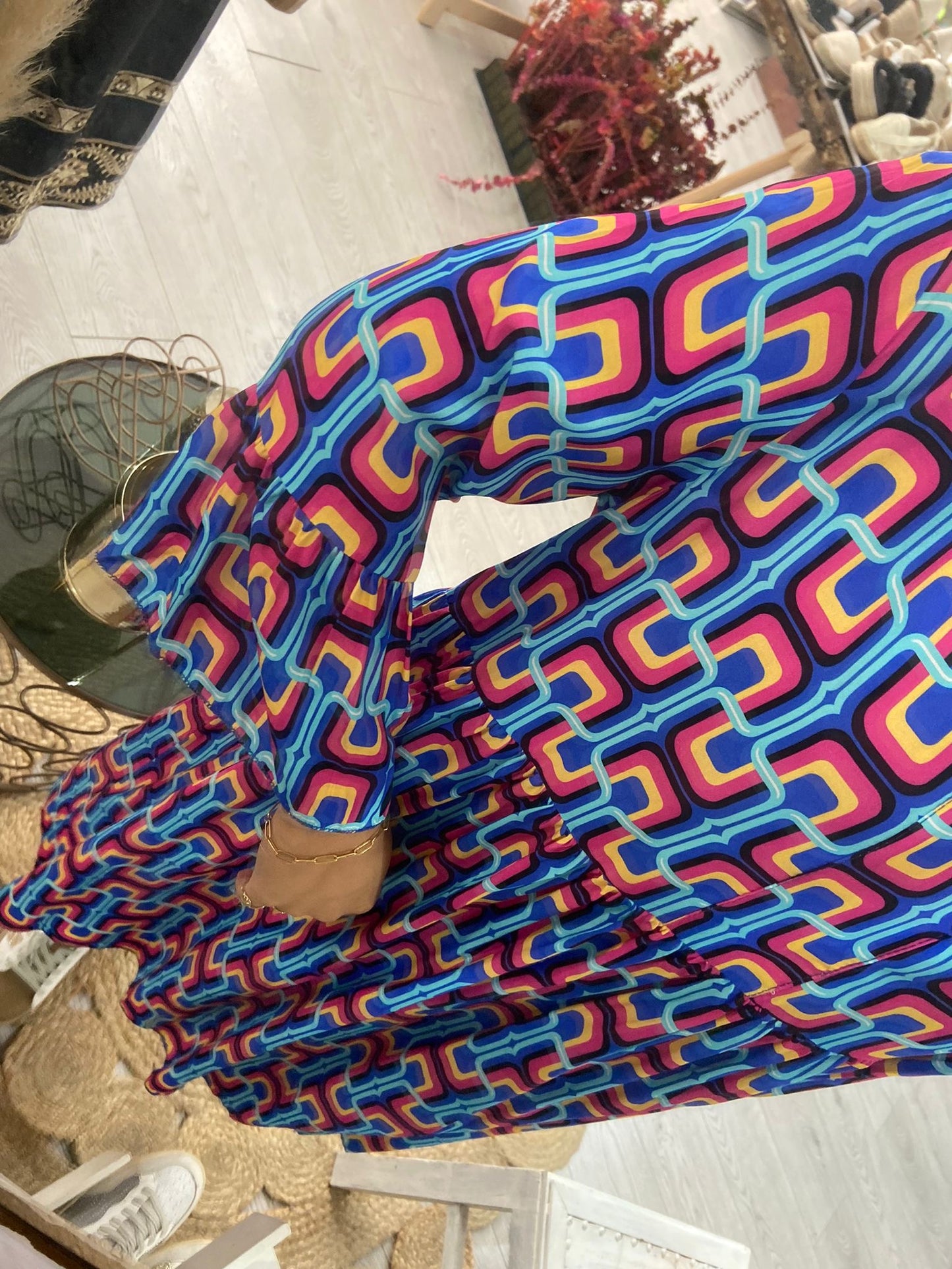 Vestido azulão com estampado