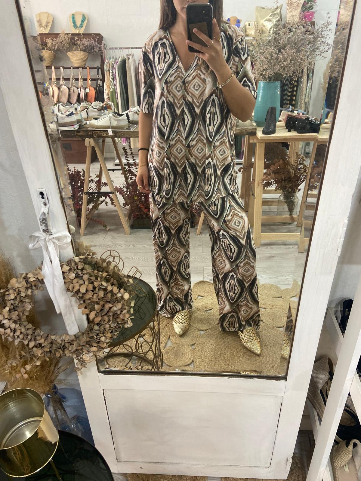 Conjunto estampado étnico