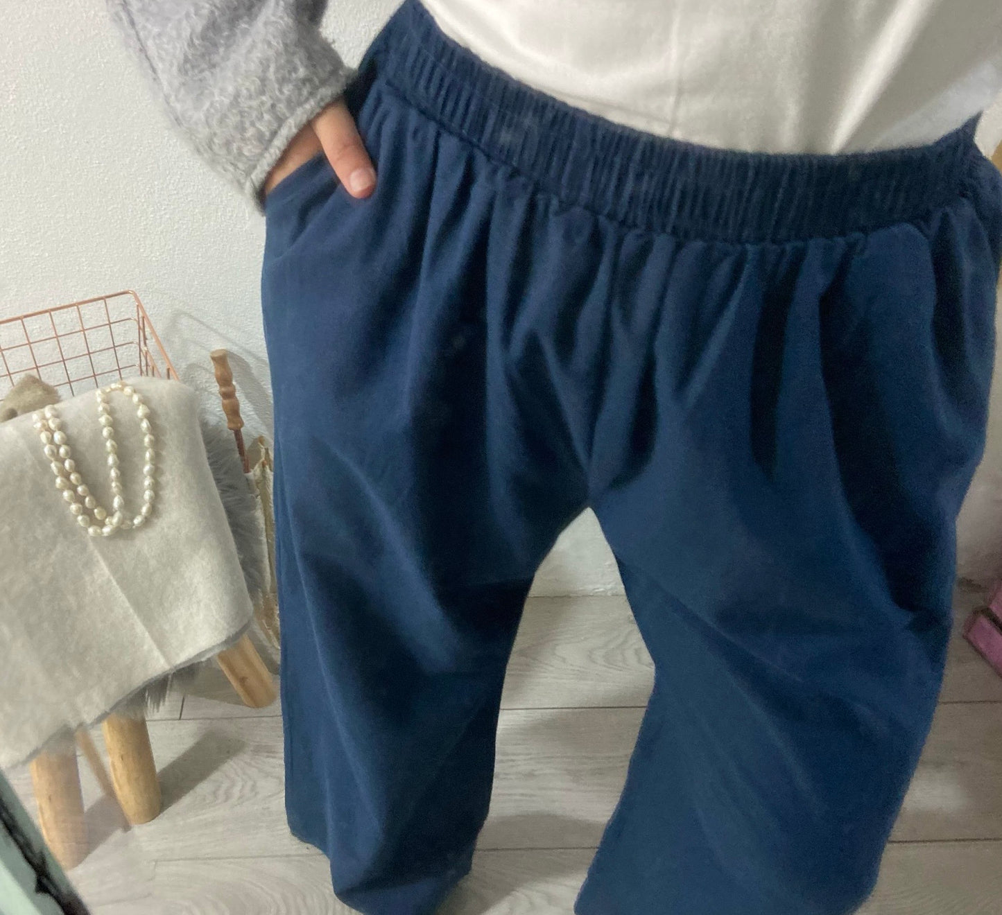 Pantalonas bege algodão com bolsos
