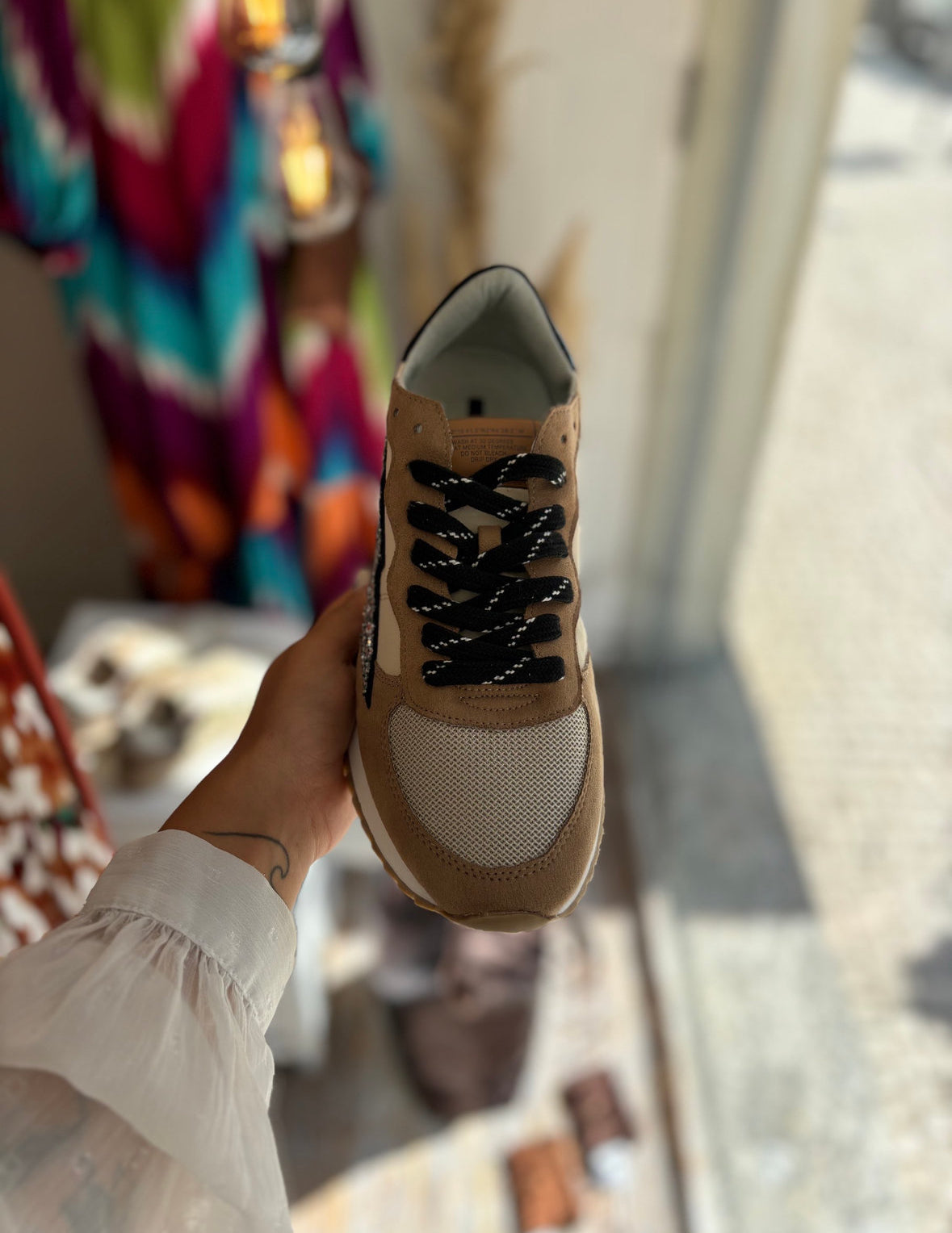 Camel leopard glitter silver lightning bolt sneakers