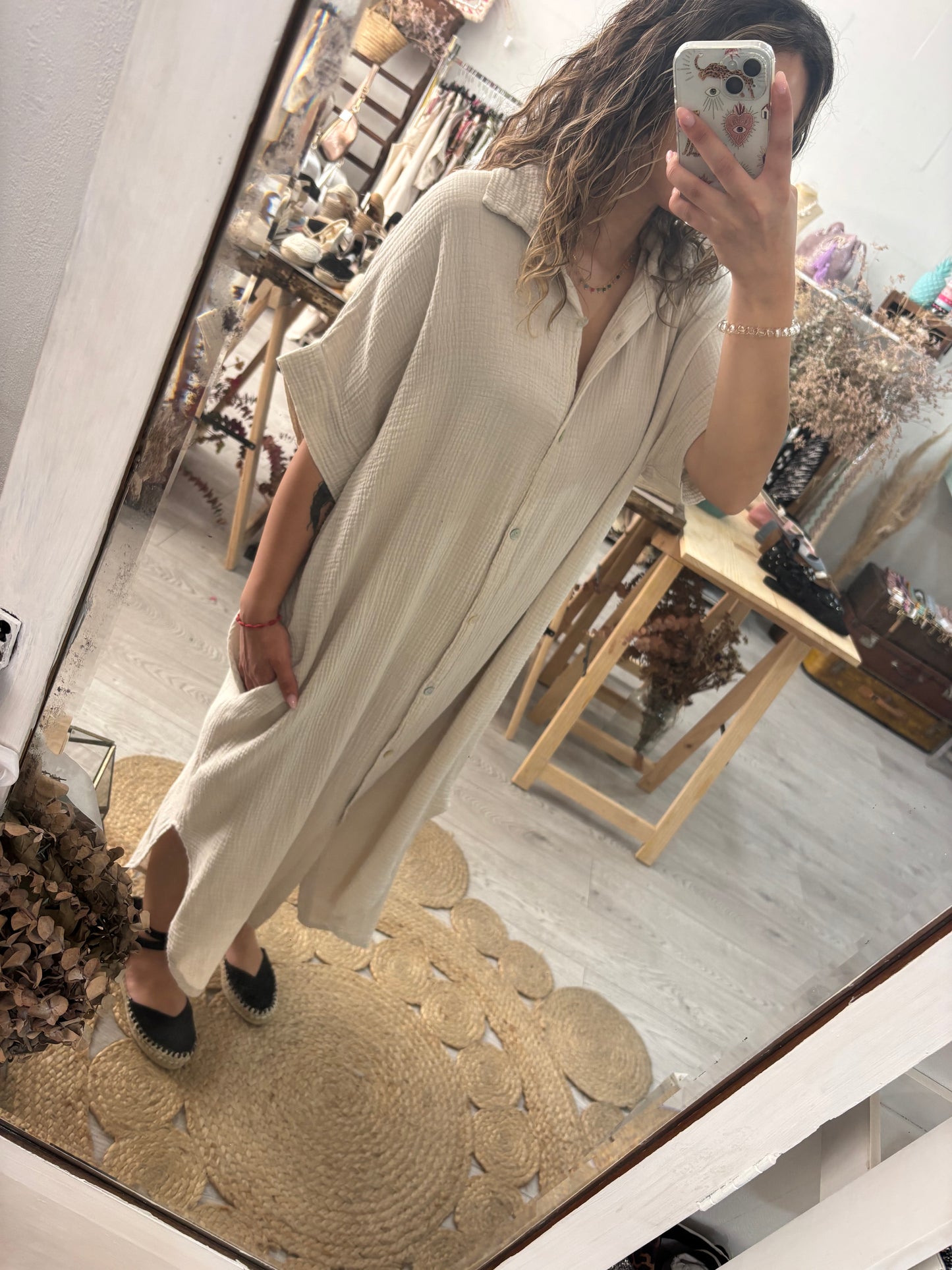 Vestido/kaftan algodão preto