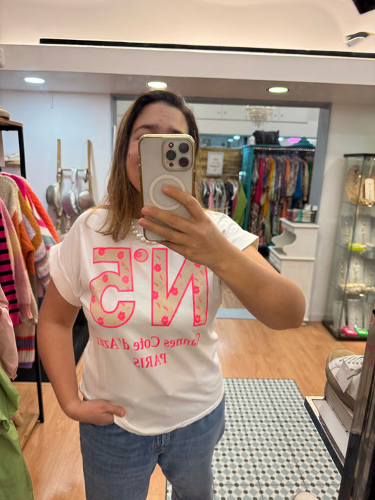 Tshirt N5 Cannes Cote D’Azul Paris branca