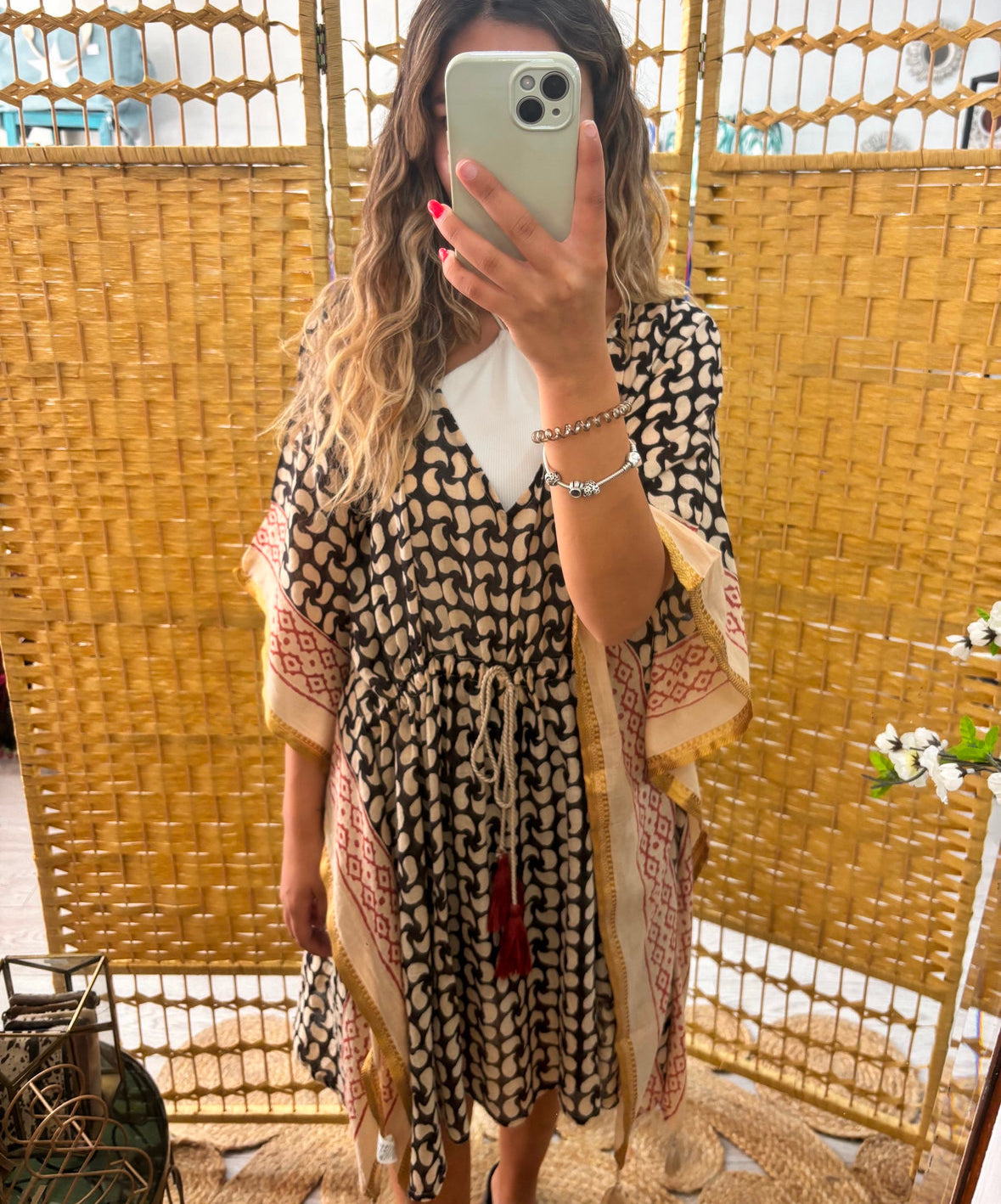 Túnica/ Saída de praia kaftan étnico