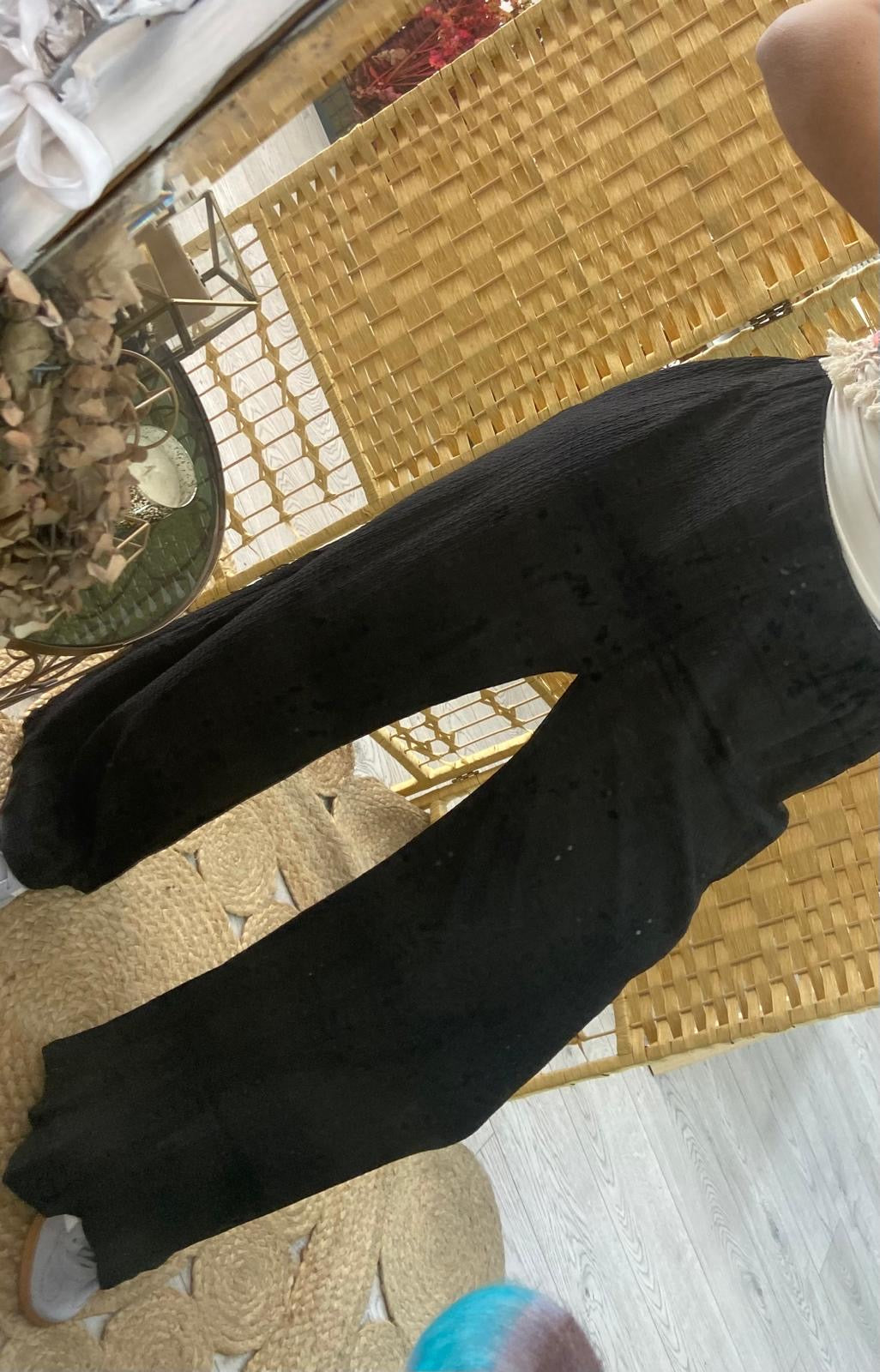 Pantalonas brancas tecido enrugado