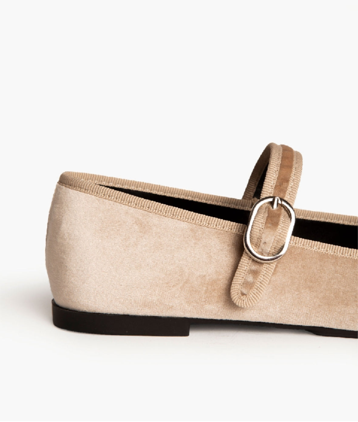 Camel velvet Mary Janes with buckle