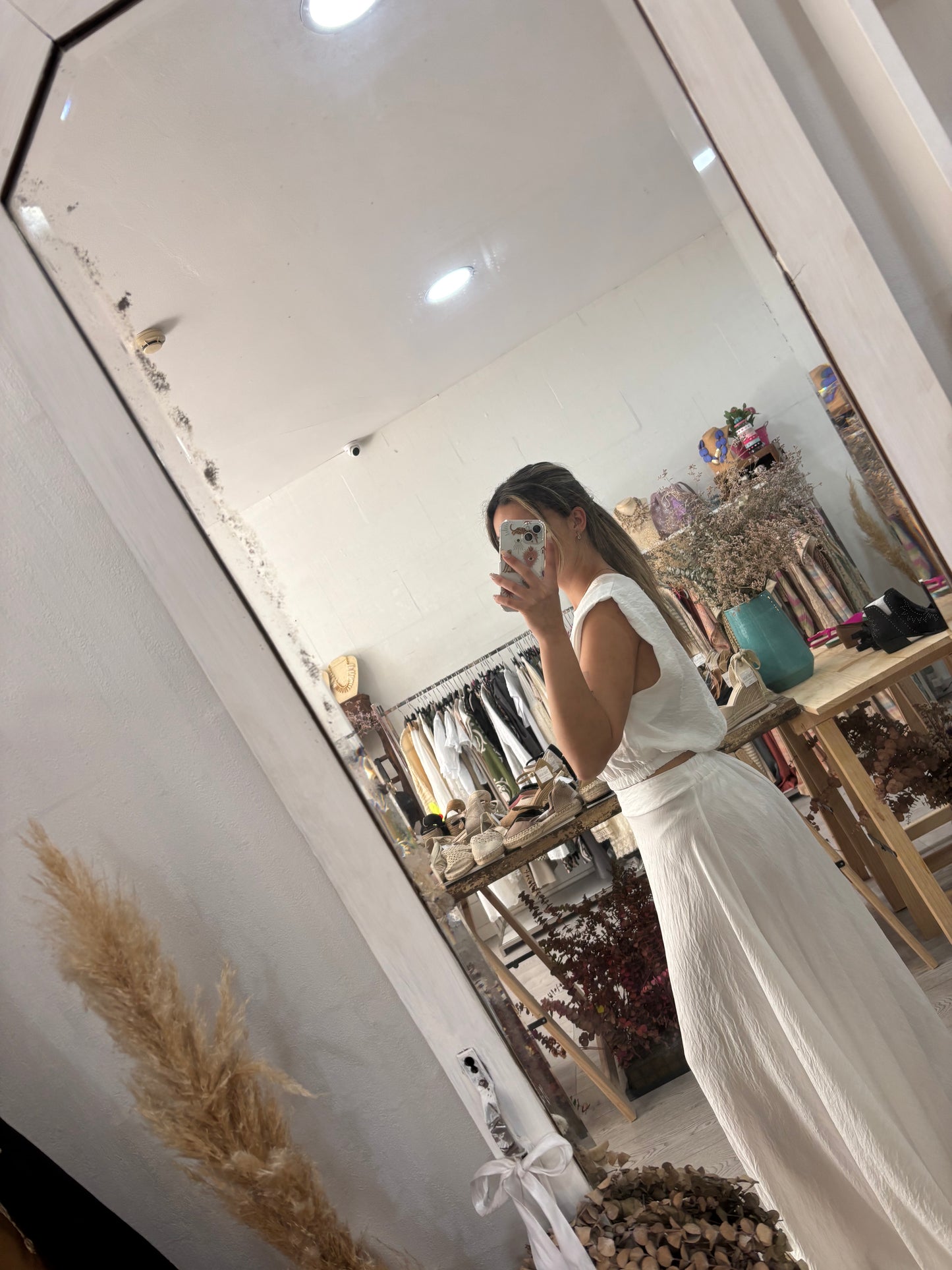 Conjunto túnica e saia caqui