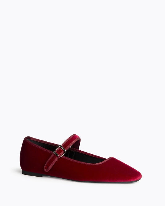Mary Jane veludo Bordeaux