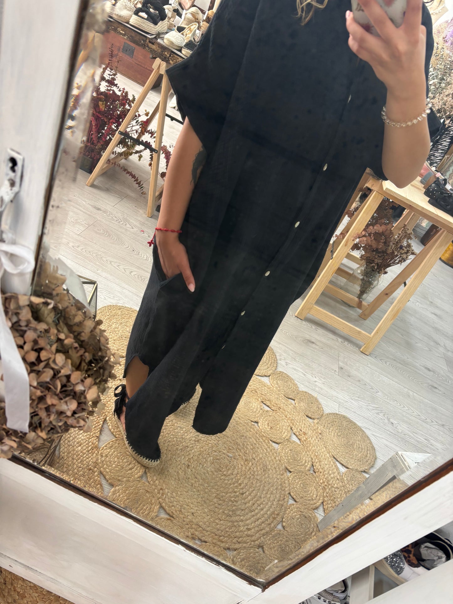Vestido/kaftan algodão preto