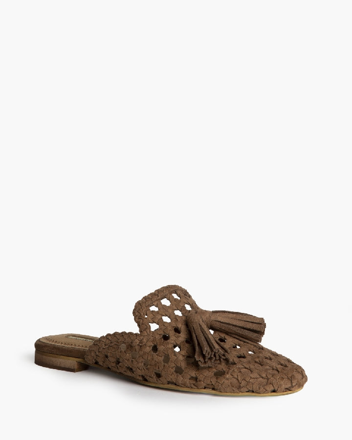 Mule camel entrelaçada franjas