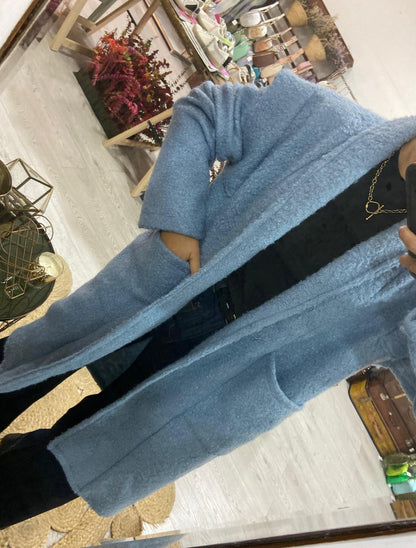 Sobretudo bouclé azul