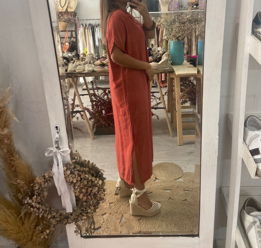 Vestido Kaftan tijolo