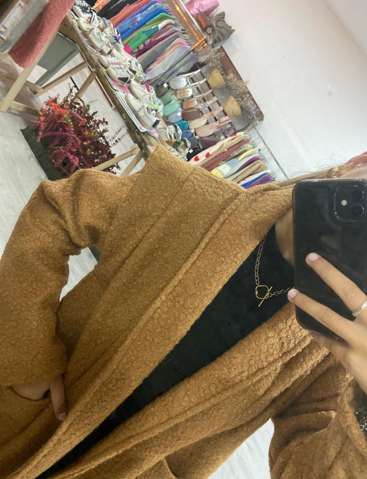 Sobretudo bouclé camel