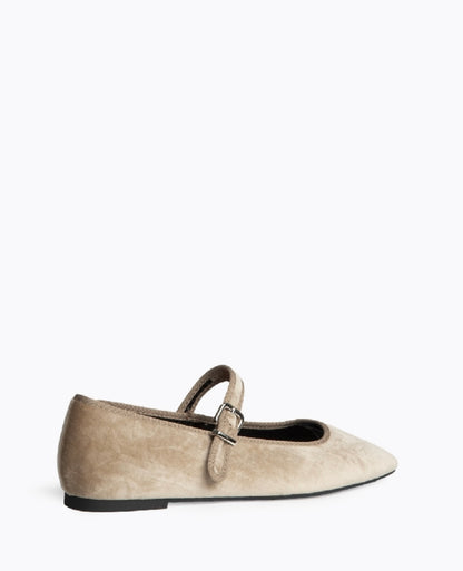 Mary Jane veludo camel