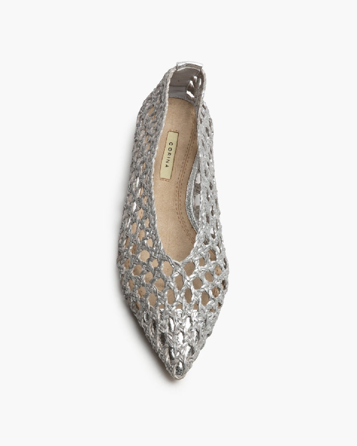 Bailarina prata metalizada entrelaçada