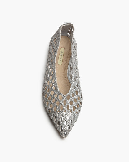 Bailarina prata metalizada entrelaçada