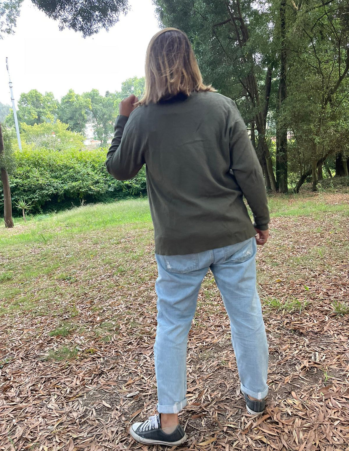 Casaco curto cinzento malha canelada