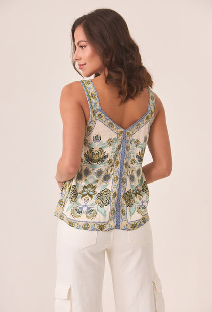 Pantalonas com estampado verde e azul GF.Tanita