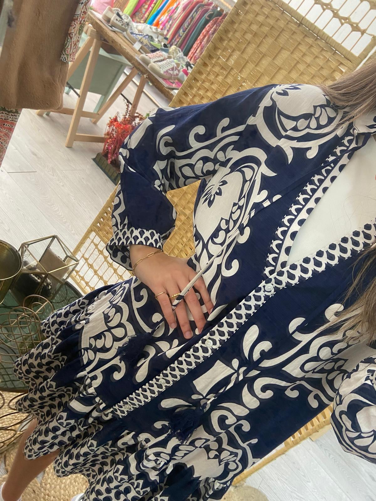 Blue printed dress