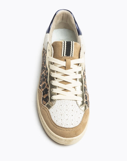 Sapatilhas leopardo glitter oro e camel