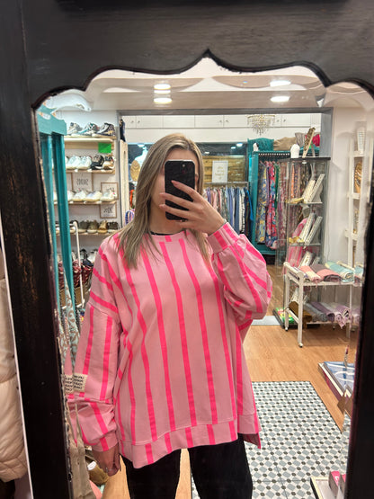 Sweat amarela com riscas laranjas