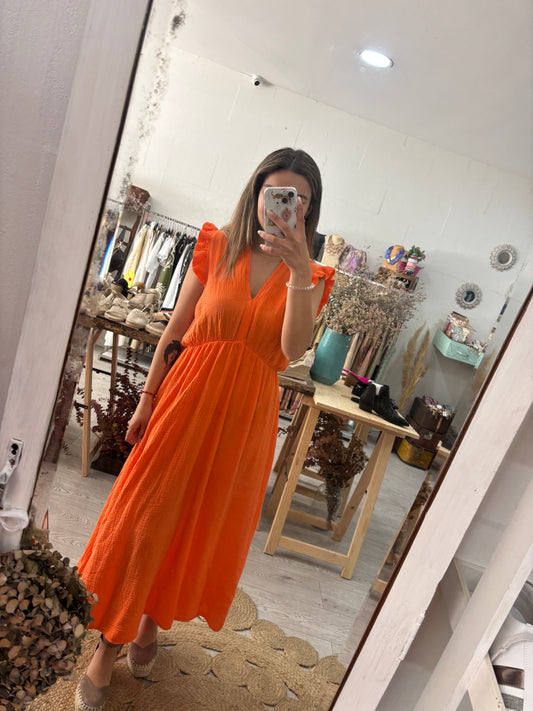 Vestido algodão laranja