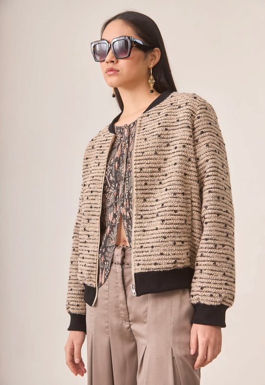 Bomber bege e preto com brilho   NI.Eslate