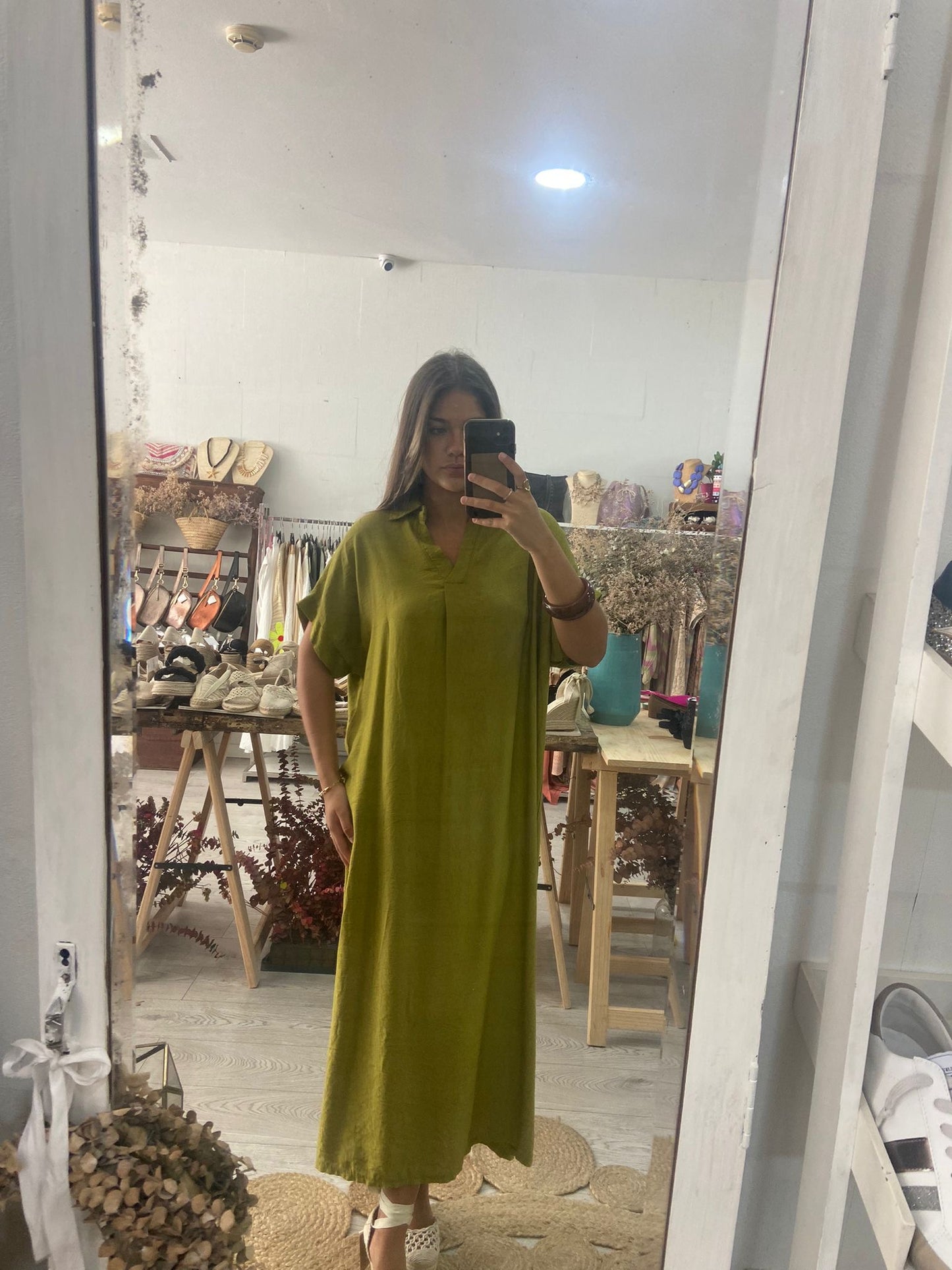 Vestido Kaftan bege